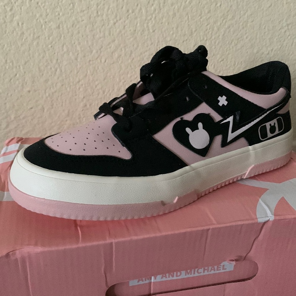 Sneaker: black & pink fully charged bunny sneakers, brand new, never worn